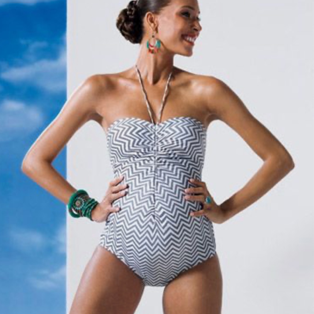 A Pea In The Pod Cinched Chevron One Piece